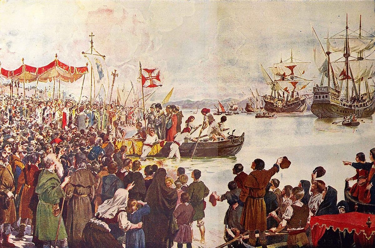 La flotte de Vasco de Gama quitte le Tage sous les bannières et la foule
